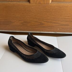 Chloé Scalloped Suede Mesh Ballet Flats Feminine Chic Slip On Style